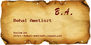 Behal Ametiszt névjegykártya